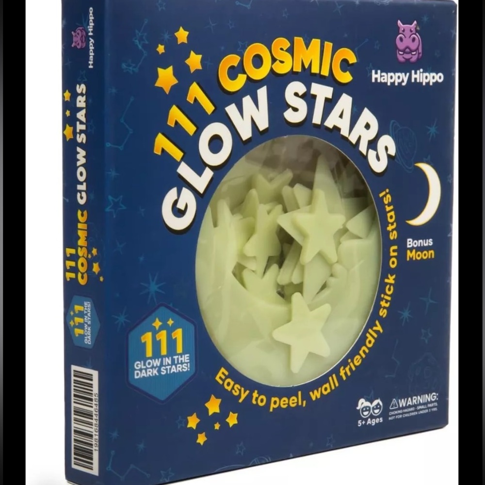 Happy Hippo 111 Glow in The Dark Stars for Ceiling with Bonus Moon 111-Pack new - Picture 1 of 3